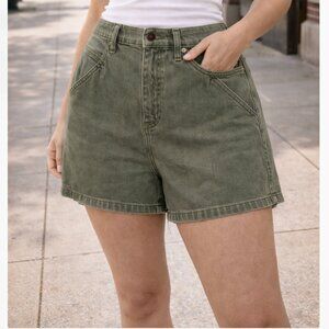 Universal Thread High Rise Midi Shorts Olive Green Denim Size 8/29R